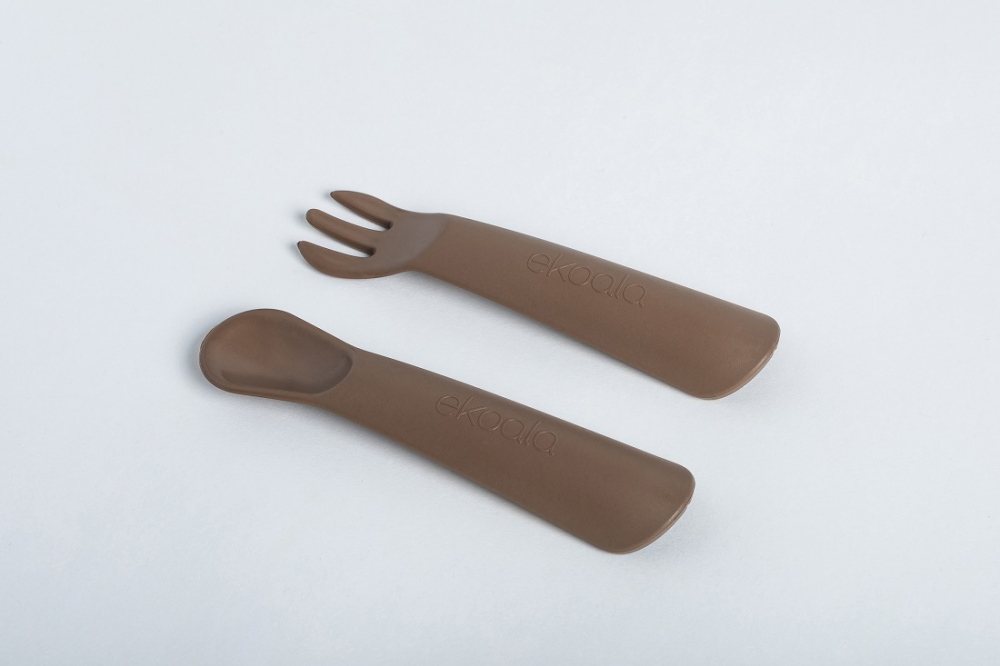 Set lingurita si furculita eKoala BIOplastic brown