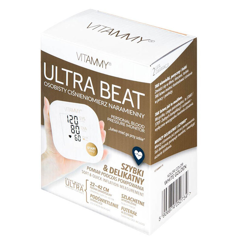 Tensiometru electronic de brat VITAMMY Ultra Beat, manseta 22-42 cm, AlbAuriu - 1 | YEO