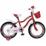 Bicicleta copii 4-6 ani 16 inch C-Brake roti ajutatoare cu Led,Rich Baby CSR16/04A rosu cu alb