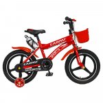Bicicleta copii 4-6 ani 16 inch din magneziu roti ajutatoare cu Led Carpat Kids CSC16/00A rosu alb