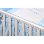 Cearsaf din bumbac cu volanas pentru patutul bebelusului Beart Heart Blue 120 x 60 cm