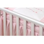 Cearsaf din bumbac cu volanas pentru patutul bebelusului Beart Heart Pink 120 x 60 cm