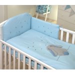 Set lenjerie din bumbac cu protectie laterala pentru pat bebelusi Fluffy Sea 120 x 60 cm