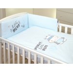 Set lenjerie din bumbac cu protectie laterala pentru pat bebelusi Hero Blue 120 x 60 cm