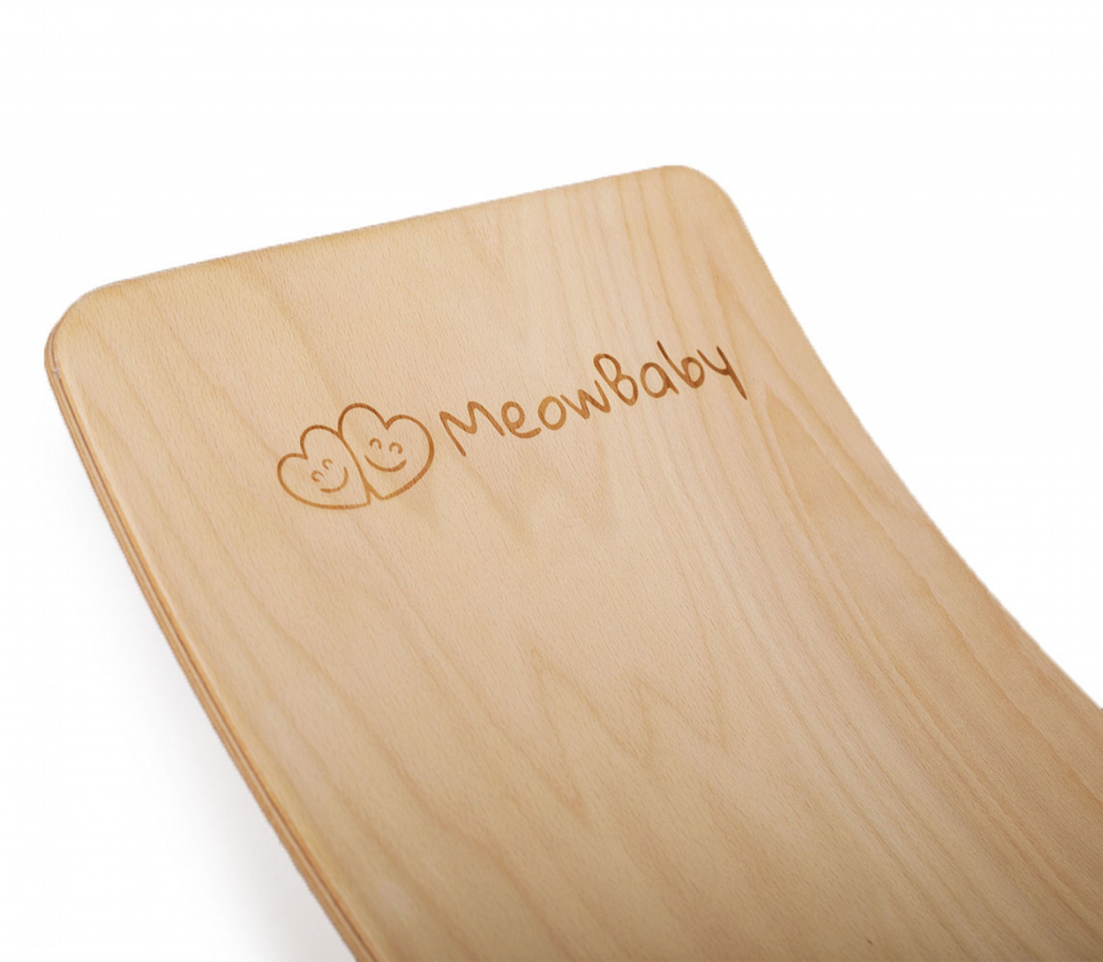 Balance board Placa de echilibru din lemn pentru copii cu protectie bej MeowBaby - 2