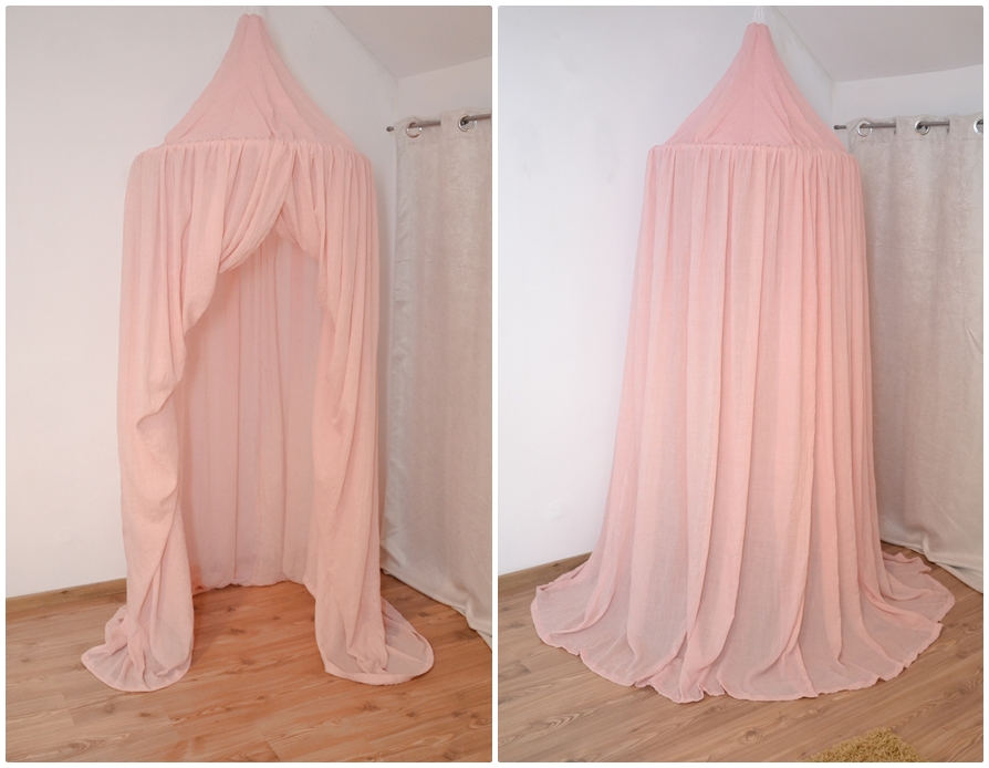 Baldachin de tavan din panza bumbac roz pudra diametru 75 cm Joli Bebe