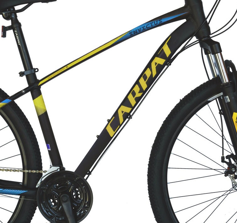 Bicicleta MTB-HT Shimano Tourney TY-300 21 viteze 29 inch Carpat CSC2957C negru cu galbenalbastru - 2