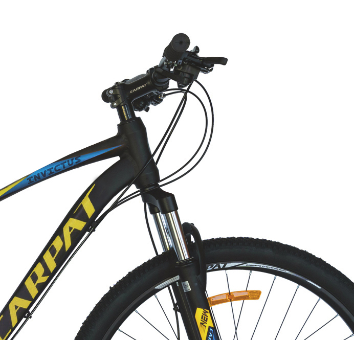 Bicicleta MTB-HT Shimano Tourney TY-300 21 viteze 29 inch Carpat CSC2957C negru cu galbenalbastru - 5