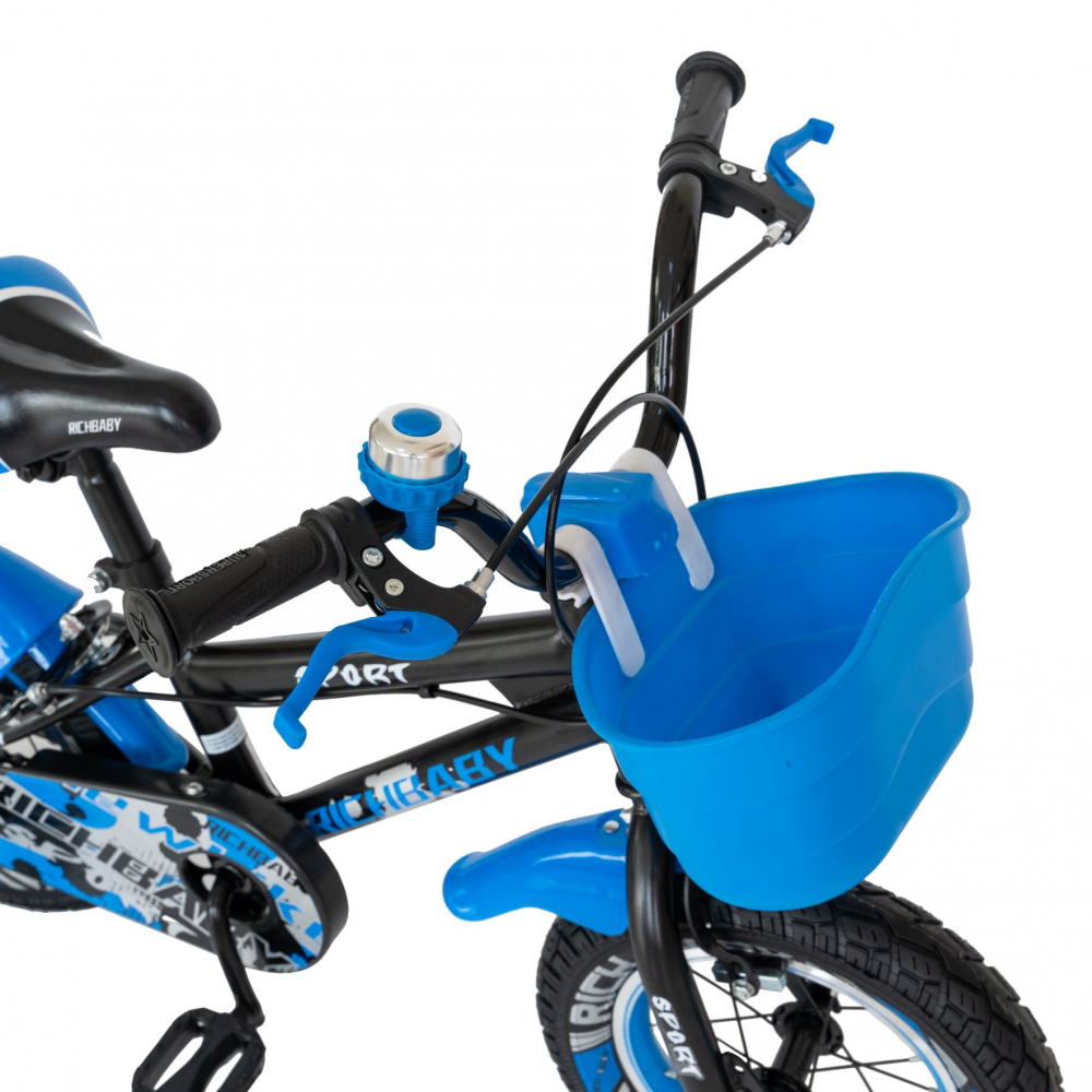 Bicicleta copii 2-4 ani 12 inch C-Brake Rich Baby CSR1203A negru cu albastru - 3