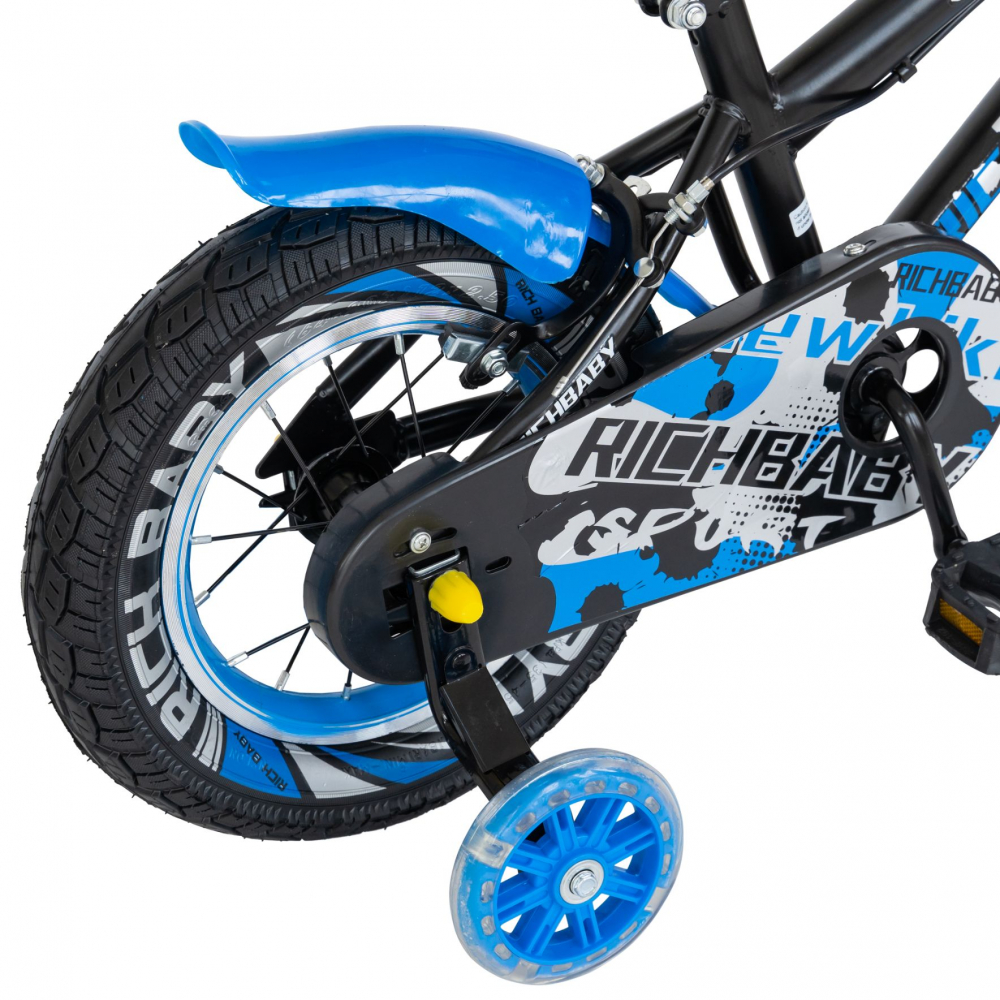 Bicicleta copii 2-4 ani 12 inch C-Brake Rich Baby CSR1203A negru cu albastru - 4