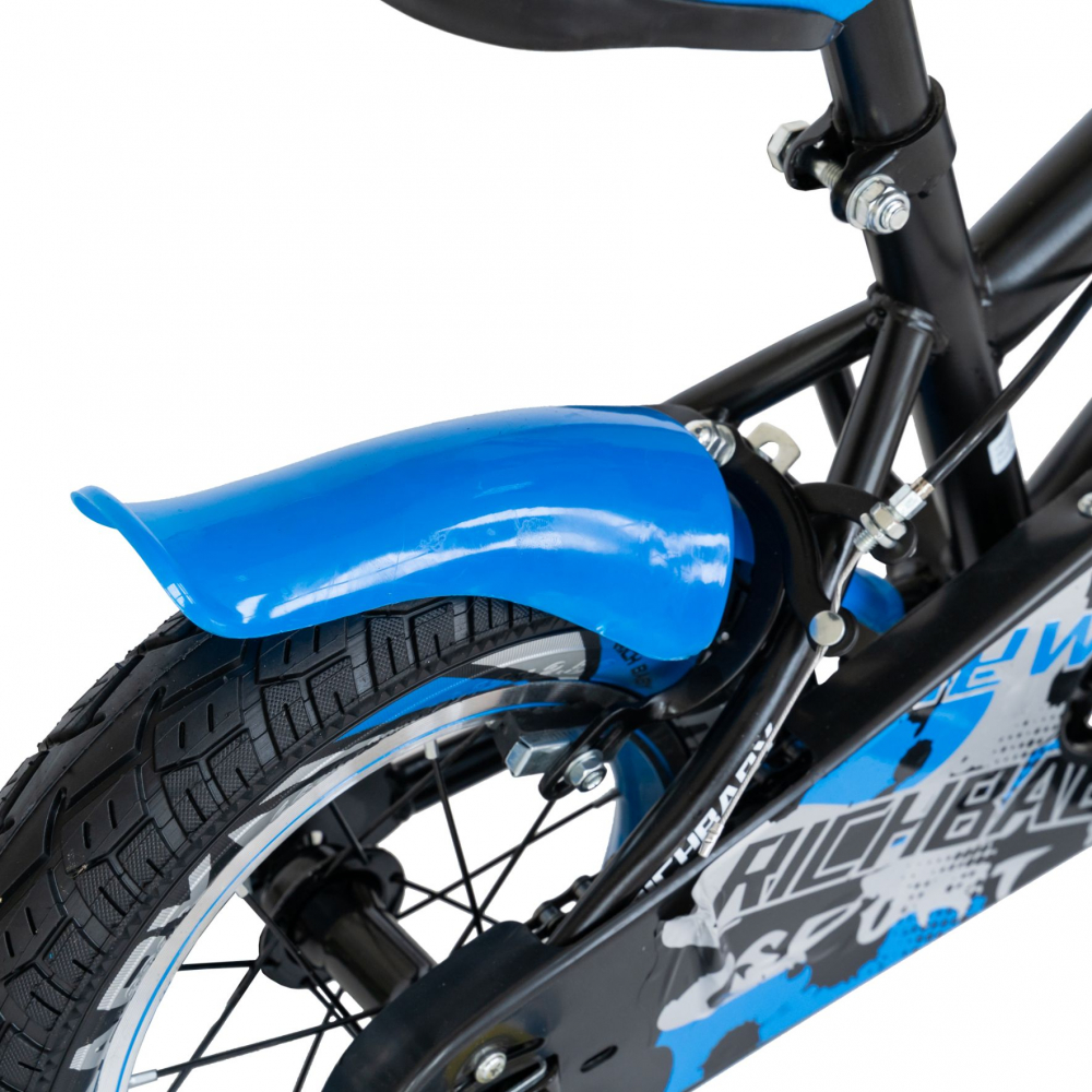Bicicleta copii 2-4 ani 12 inch C-Brake Rich Baby CSR1203A negru cu albastru - 7
