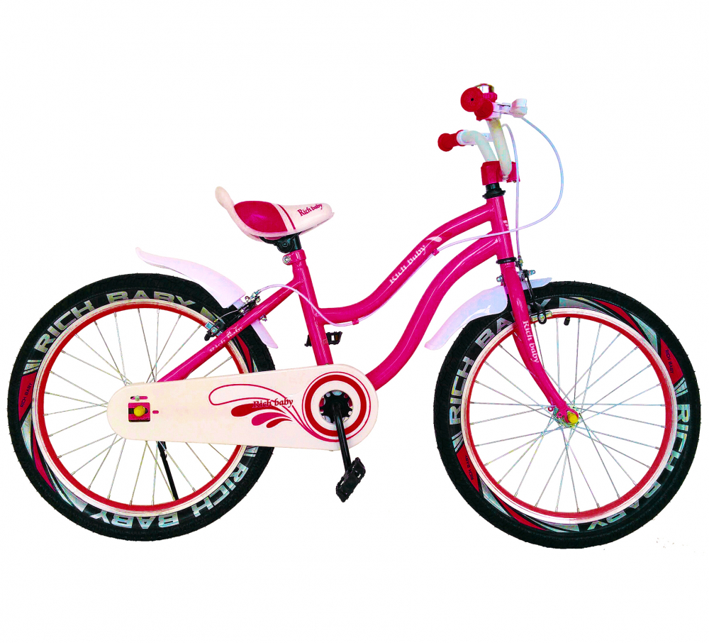 Bicicleta fete 7-10 ani 20 inch C-Brake Rich Baby CSR2004A fucsia cu alb