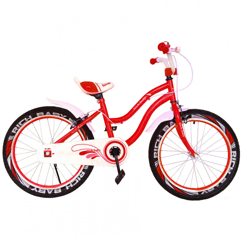 Bicicleta fete 7-10 ani 20 inch C-Brake Rich Baby CSR2004A rosu cu alb