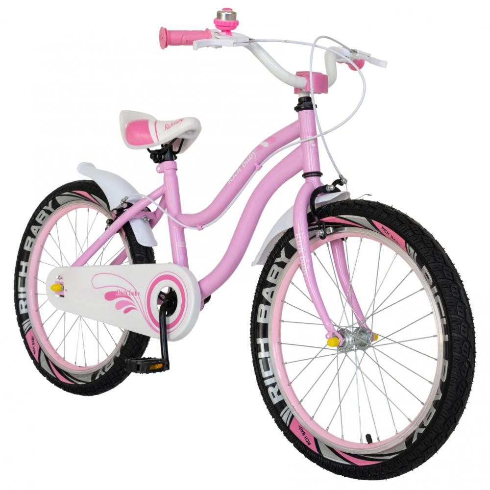Bicicleta fete 7-10 ani 20 inch C-Brake Rich Baby CSR2004A roz cu alb - 3
