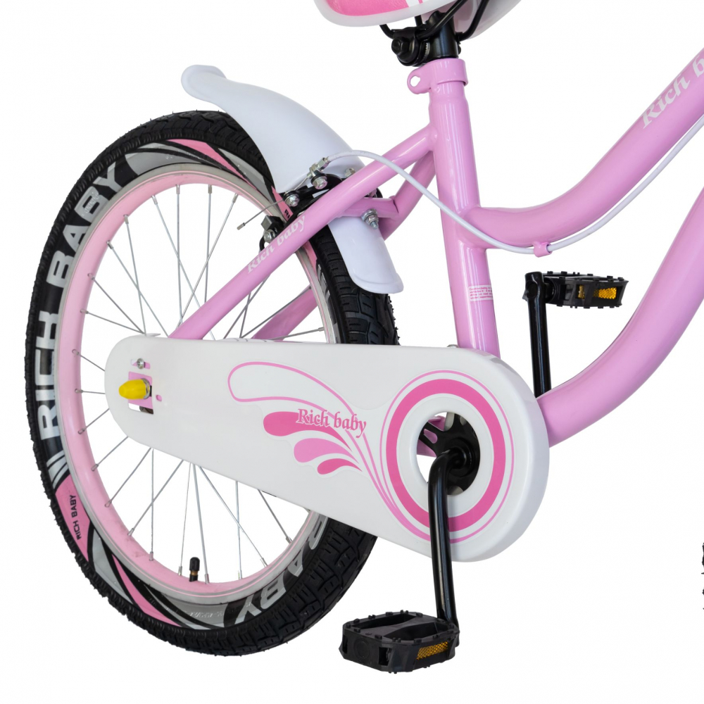 Bicicleta fete 7-10 ani 20 inch C-Brake Rich Baby CSR2004A roz cu alb - 4