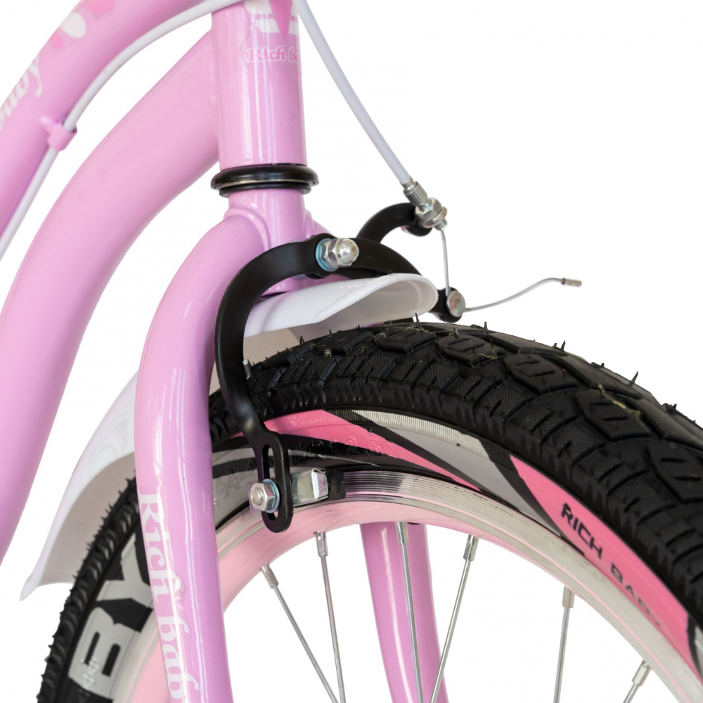 Bicicleta fete 7-10 ani 20 inch C-Brake Rich Baby CSR2004A roz cu alb - 6