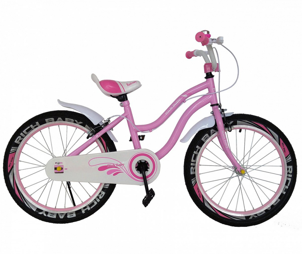 Bicicleta fete 7-10 ani 20 inch C-Brake Rich Baby CSR2004A roz cu alb - 8