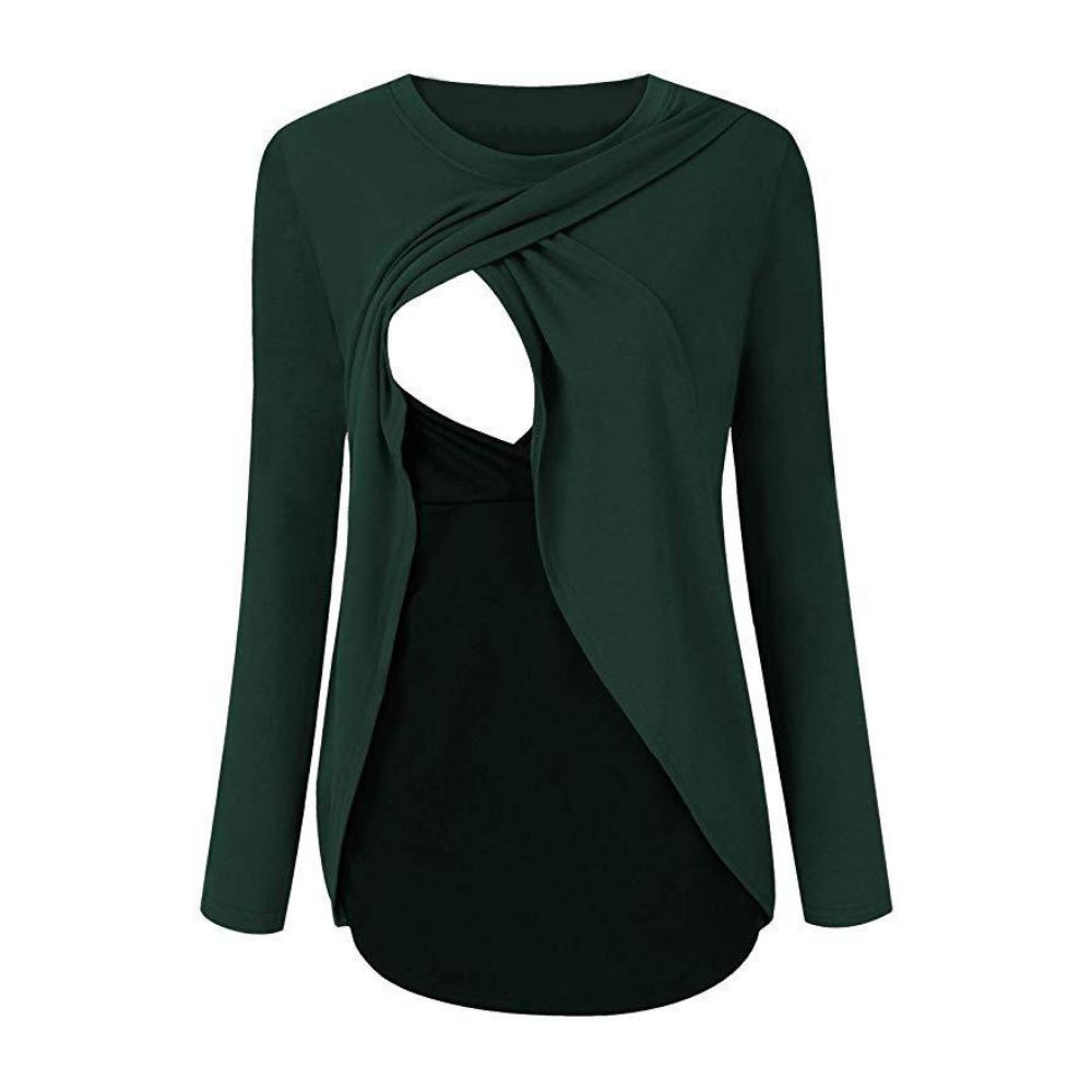 Bluza cu doua straturi gravide si alaptare S verde