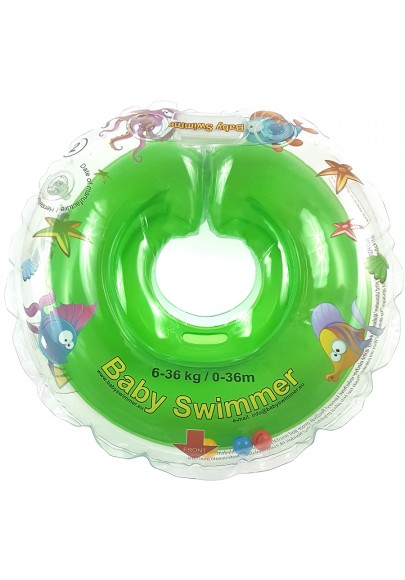 Colac de gat pentru bebelusi Babyswimmer verde cu zornaitoare 6-36 luni BABYSWIMMER imagine 2022