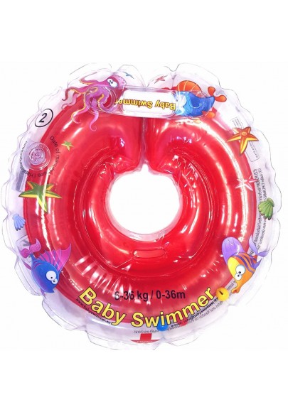 Colac de gat pentru bebelusi Babyswimmer rosu cu zornaitoare 6-36 luni BABYSWIMMER imagine 2022