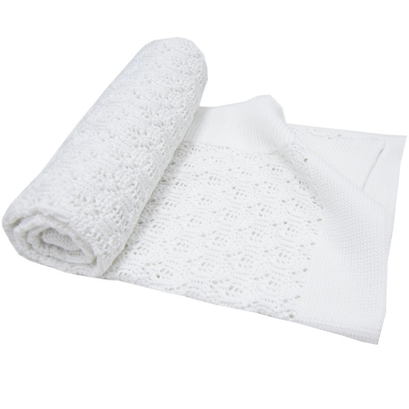 Paturica din bumbac Eko 80×80 cm tricotata alb EKO