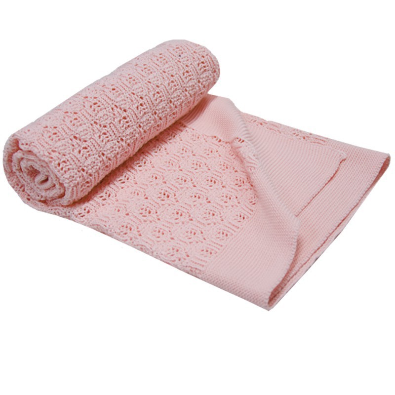 Paturica din bumbac Eko 80×80 cm tricotata roz EKO