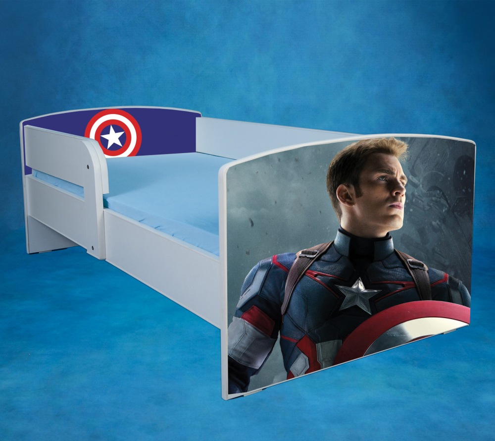 Patut Captain America 140x70 cu saltea, fara sertar