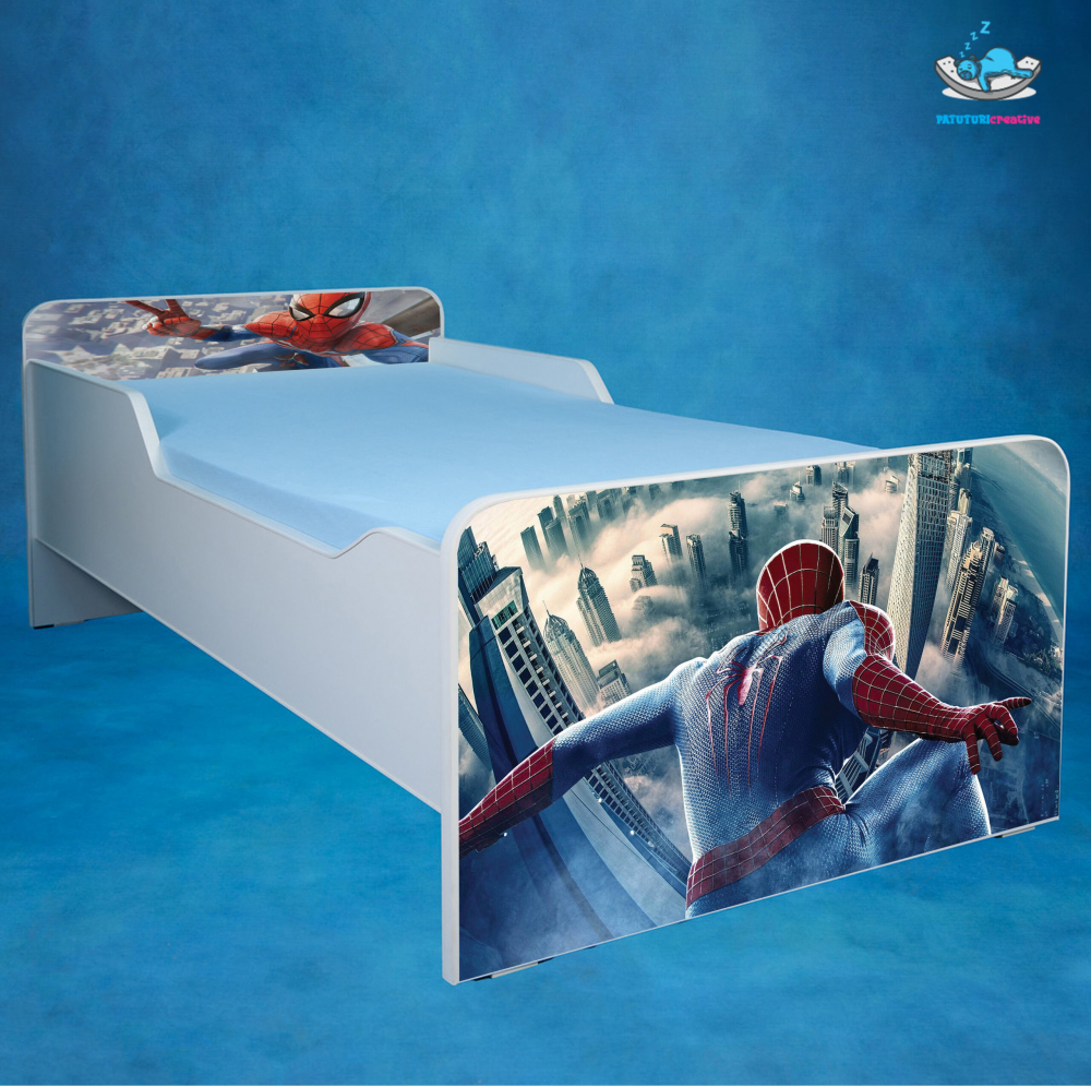 Patut Spider Man 160x80 cu saltea, fara sertar