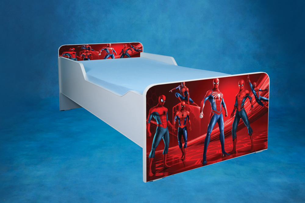 Patut SpiderMan 160x80 cu saltea, fara sertar