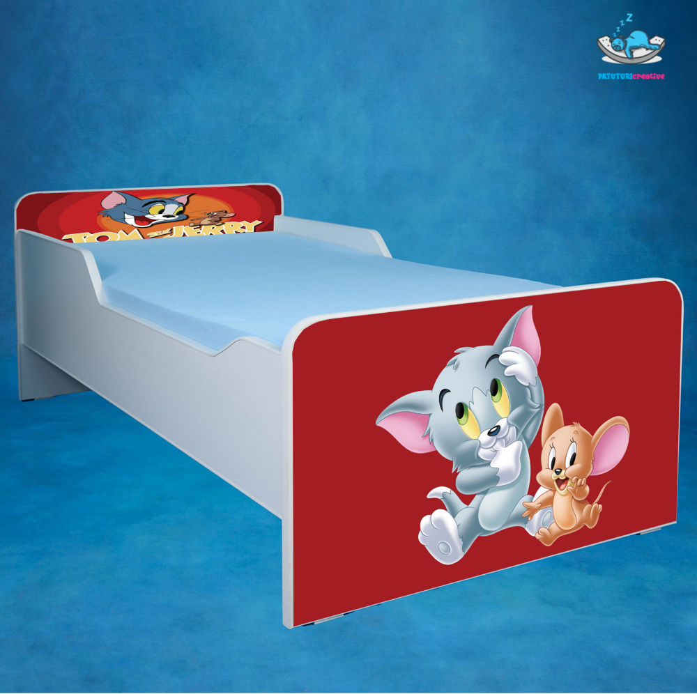 Patut Tom Jerry 140x70 cu saltea, fara sertar