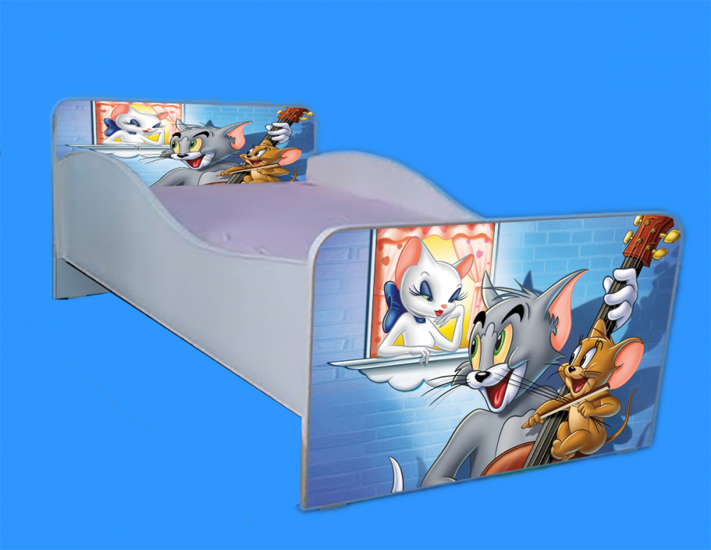 Patut Tom Jerry 140x70 cu saltea, fara sertar