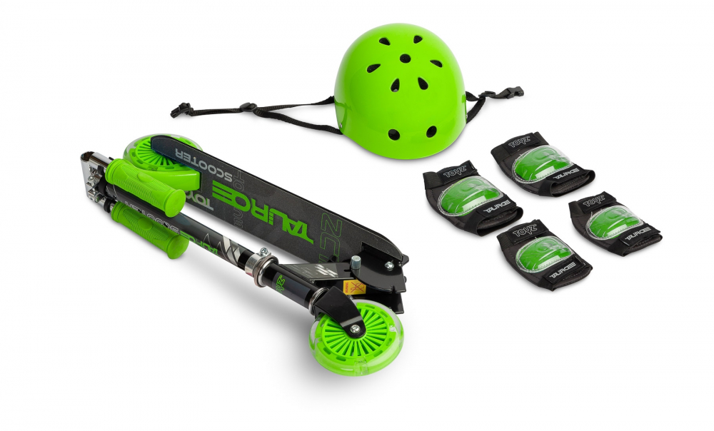 Set trotineta cu casca cotiere si genunchiere Toyz Tauro Verde - 2 | YEO