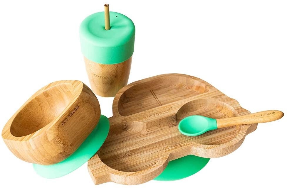 Set cadou din bambus Masinuta verde Ecorascals Alimentatie imagine noua