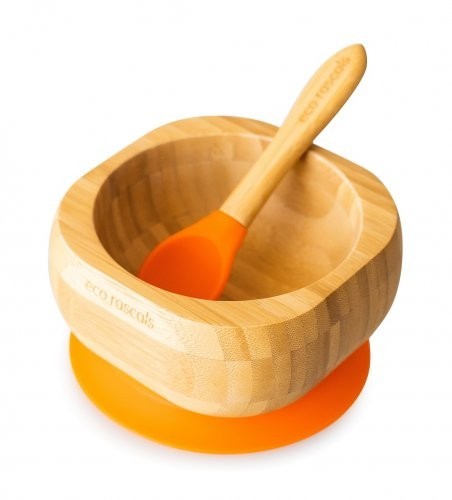 Set castron si lingura din bambus portocaliu eco rascals Alimentatie imagine noua responsabilitatesociala.ro