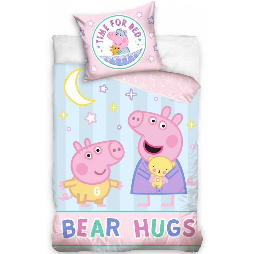 Set lenjerie pat copii Peppa Pig Bear Hugs 100×135 + 40×60 SunCity 100x135 imagine noua responsabilitatesociala.ro