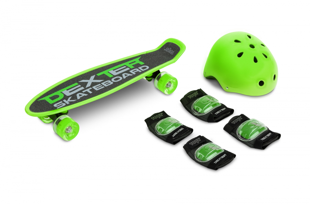 Set Skateboard cu casca cotiere si genunchiere Toyz Dexter Verde - 2 | YEO