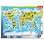 Puzzle Trefl harta lumii cu animale 25 piese