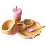 Set cadou din bambus Bufnita roz Ecorascals