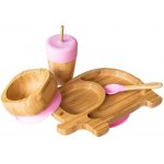Set cadou din bambus Elefantel roz Ecorascals