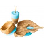 Set cadou din bambus Masinuta albastru Ecorascals