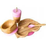 Set cadou din bambus Masinuta roz Ecorascals