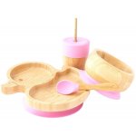 Set cadou din bambus Ratusca roz Ecorascals