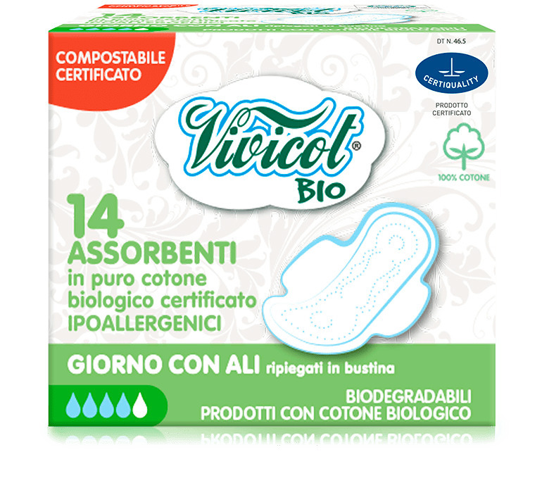 Absorbante Bio din bumbac organic ambalate individual 14 buc Vivicot Bio
