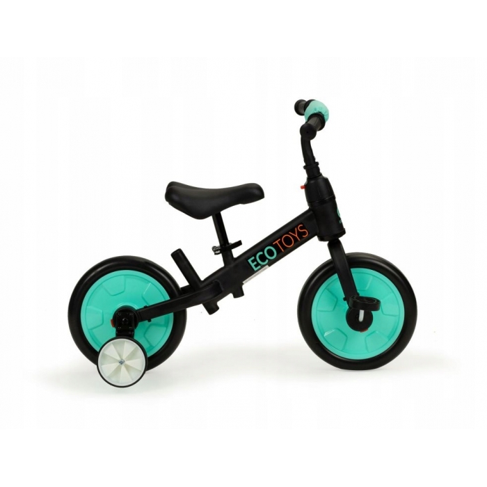 Bicicleta cu pedale si roti ajutatoare 3 in 1 Ecotoys YM-BB-12 Blue - 1