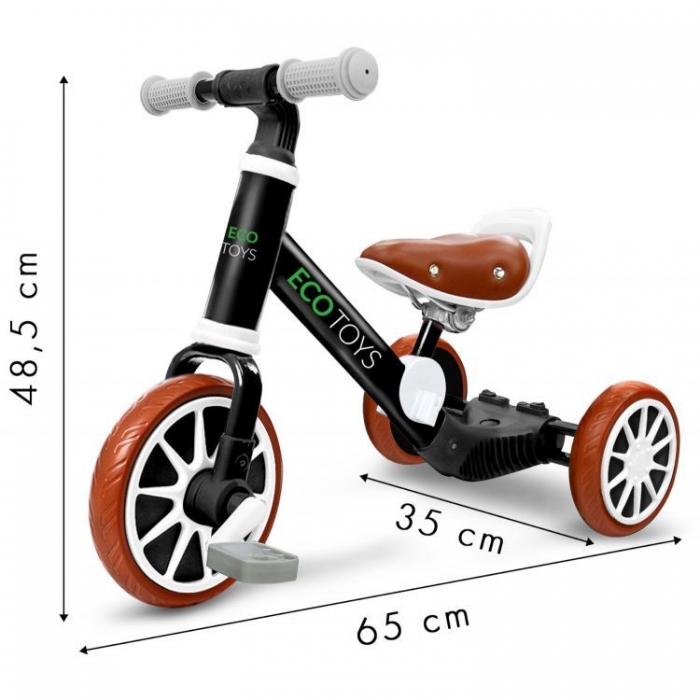 Bicicleta de echilibru 3 in 1 cu pedale pentru copii Ecotoys LC-V1322 Negru - 2 | YEO