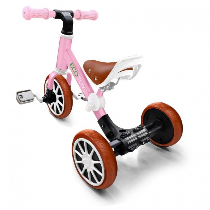Bicicleta de echilibru 3 in 1 cu pedale pentru copii Ecotoys LC-V1322 Roz Ecotoys imagine noua