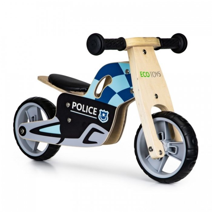 Bicicleta de echilibru din lemn cu roti EVA Ecotoys LC-V1330 Politie - 4