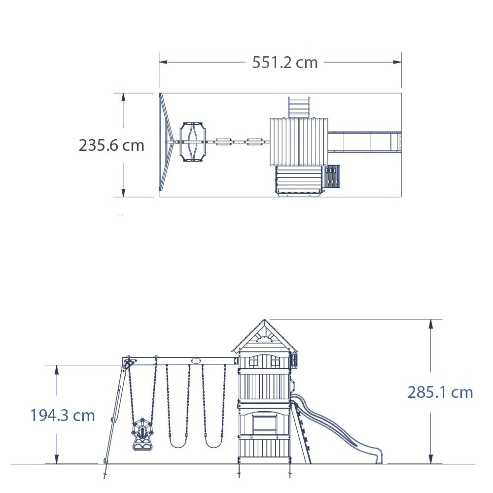 Casuta din lemn cu trei leagane Atlantic Play 551 x 235 cm - 3 | YEO