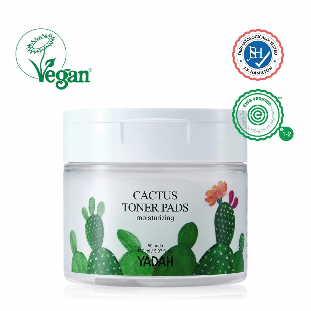 Dischete umede cu toner facial extract de cactus Yadah 60 buc