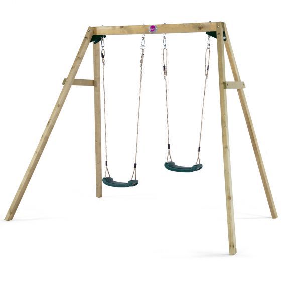 Leagan din lemn pentru 2 copii Double Swing Set Plum copii imagine 2022